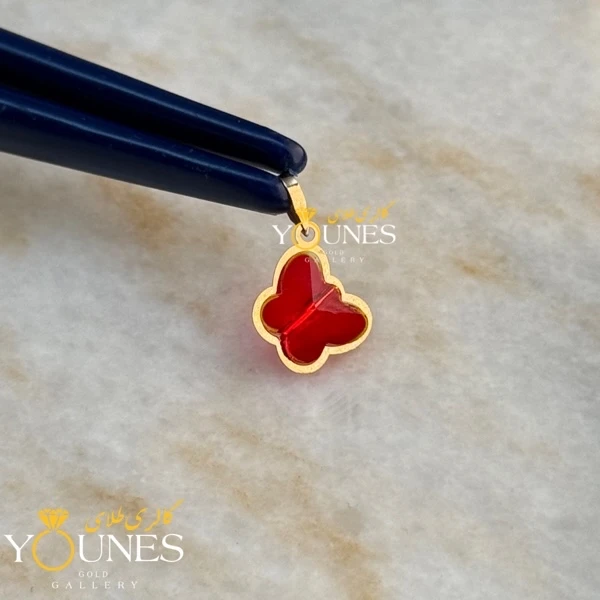 آویز طلا سواروسکی پروانه ای قرمز